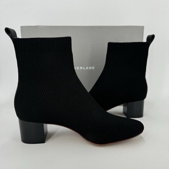 Everlane The Glove Boot in Black size 5.5 Women's Stretch Rib Knit Ankle Bootie - Picture 4 of 10